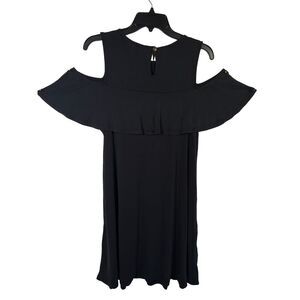 NEW Agnes & Dora Cold Shoulder Tunic Dress Women’s Size L Black Made in USA